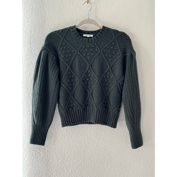 Splendid Leonie Bobble Sweater Balloon Sleeves Speckle Green Size XS Cotton Wool - Picture 7 of 12